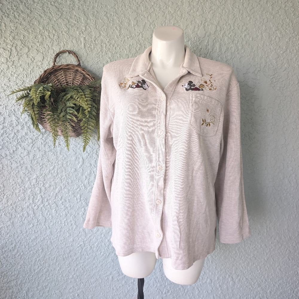 Disney Store Embroidered Mickey Minnie Autumn Shirt Jacket Pockets Womens XXL